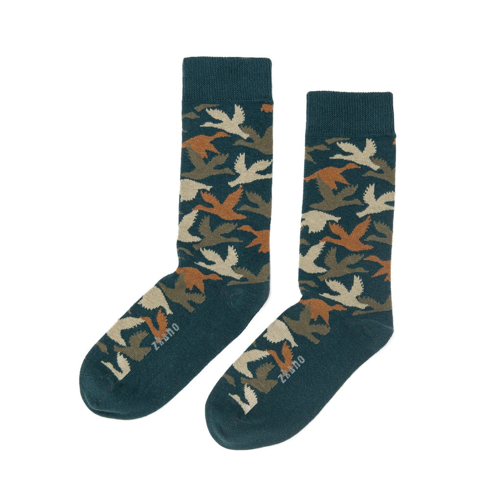 Zkano Crew Large Duck Camo - Organic Cotton Socks Crew - Hunter Green organic-socks-made-in-usa
