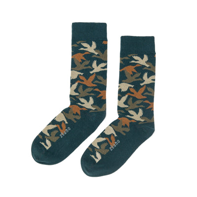 Zkano Crew Large Duck Camo - Organic Cotton Socks Crew - Hunter Green organic-socks-made-in-usa