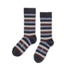 Zkano Crew Large Even Stripe - Organic Cotton Crew Socks - Charcoal organic-socks-made-in-usa