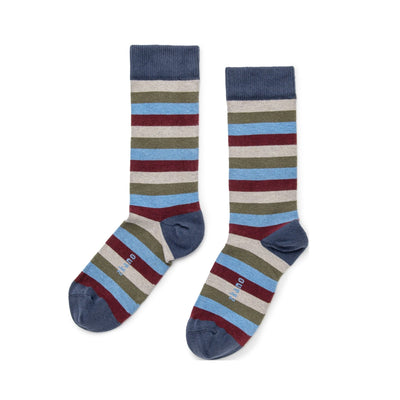 Zkano Crew Large Even Stripe - Organic Cotton Crew Socks - Navy organic-socks-made-in-usa