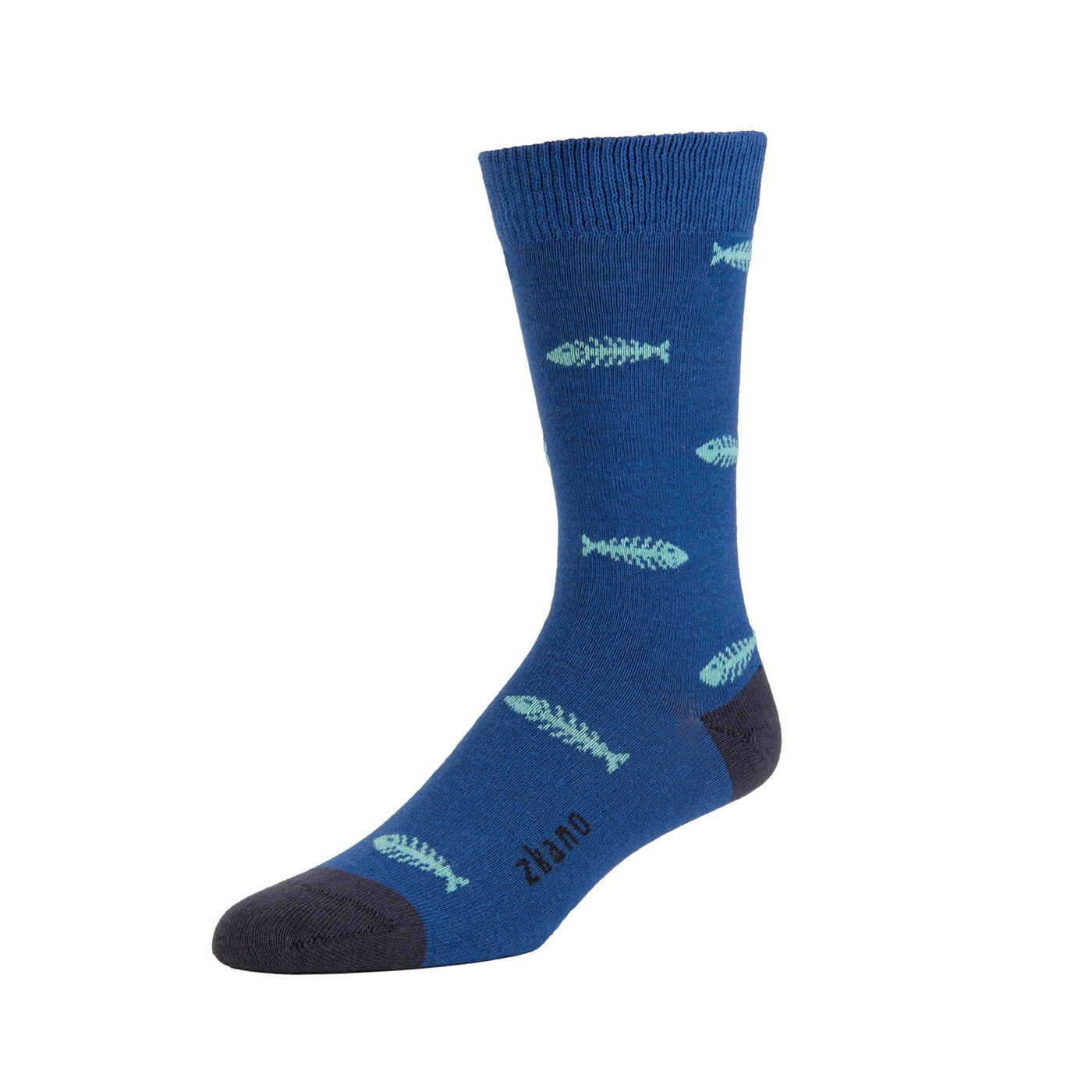 Fishbone - Organic Cotton Socks Crew - Cobalt – zkano socks