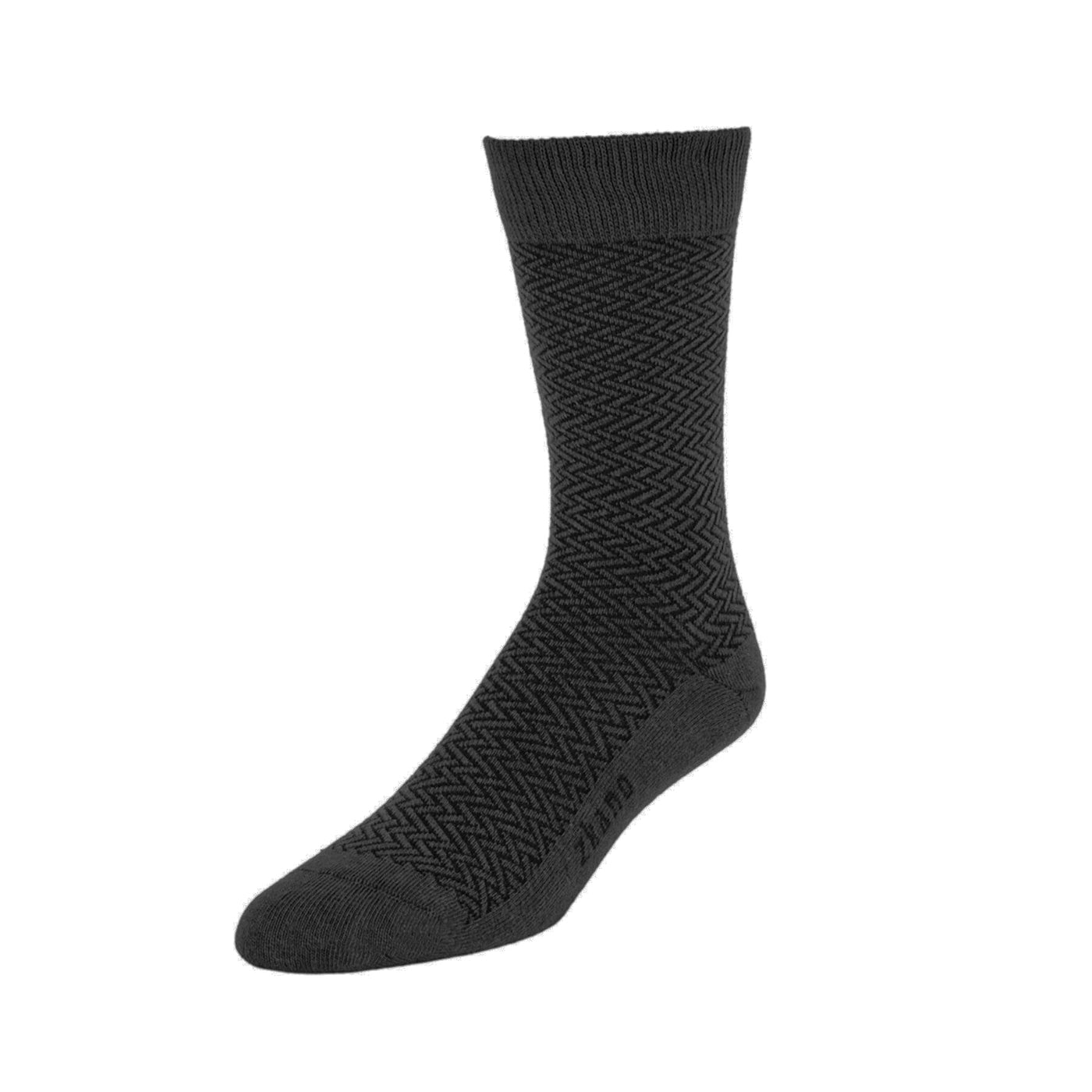 Zkano Crew Large Herringbone- Textured Organic Cotton Crew Socks - Charcoal organic-socks-made-in-usa