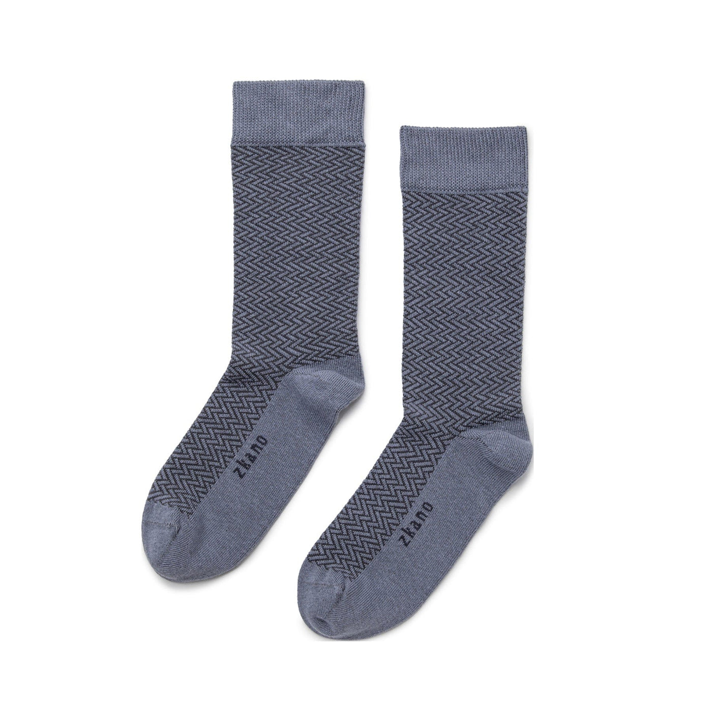 Zkano Crew Large Herringbone- Textured Organic Cotton Crew Socks - Slate organic-socks-made-in-usa