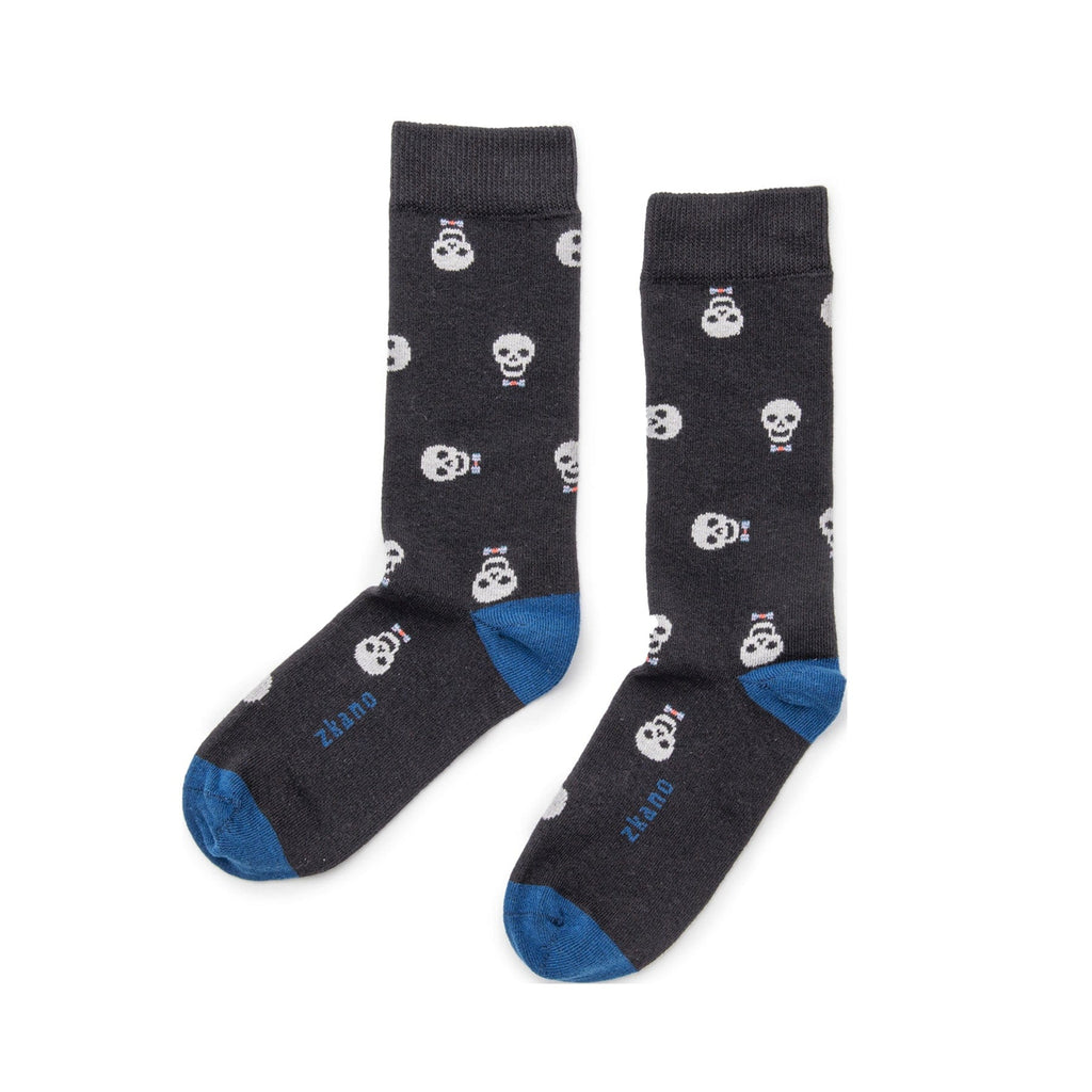 Zkano Crew Large Keep Smiling - Organic Cotton Crew Socks - Black organic-socks-made-in-usa