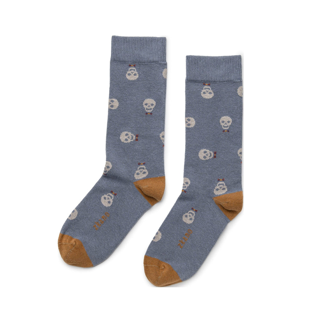 Zkano Crew Large Keep Smiling - Organic Cotton Crew Socks - Denim organic-socks-made-in-usa