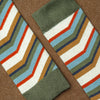 Zkano Crew Large Men's Organic Cotton Crew Socks - Arcade Stripe / Olive organic-socks-made-in-usa