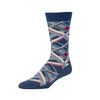 Zkano Crew Large Men's Organic Cotton Crew Socks - Diamond Plaid / Navy organic-socks-made-in-usa