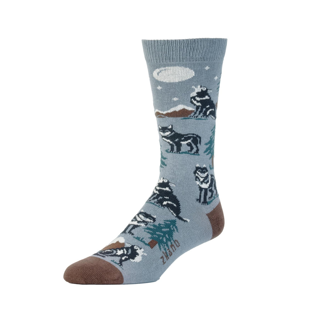 Zkano Crew Large Men's Organic Cotton Crew Socks - Full Moon / Graphite organic-socks-made-in-usa