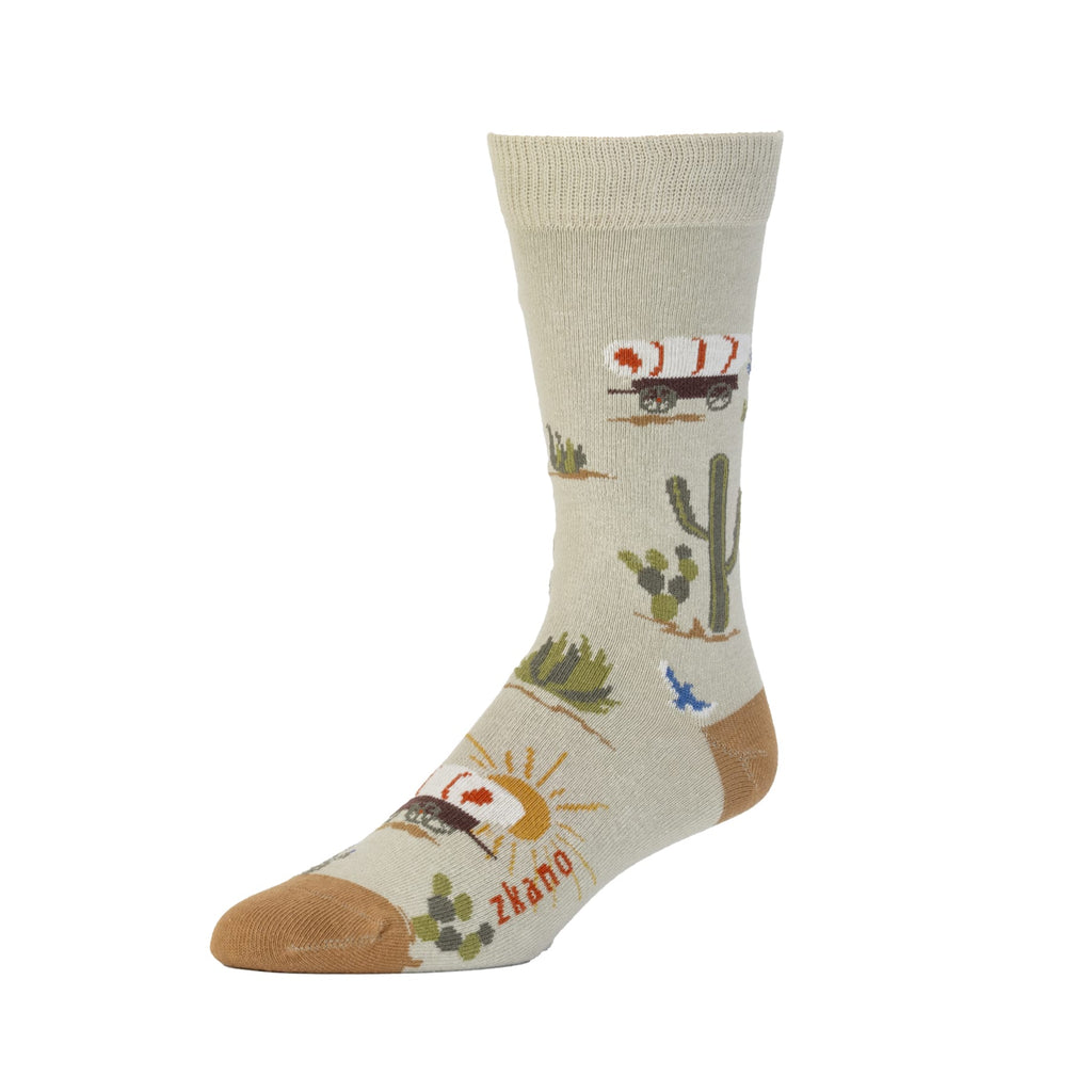 Zkano Crew Large Men's Organic Cotton Crew Socks - Wagoner / Sagebrush organic-socks-made-in-usa