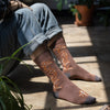 Zkano Crew Large Men's Organic Cotton Crew Socks - Western Embroidery / Mahogany organic-socks-made-in-usa