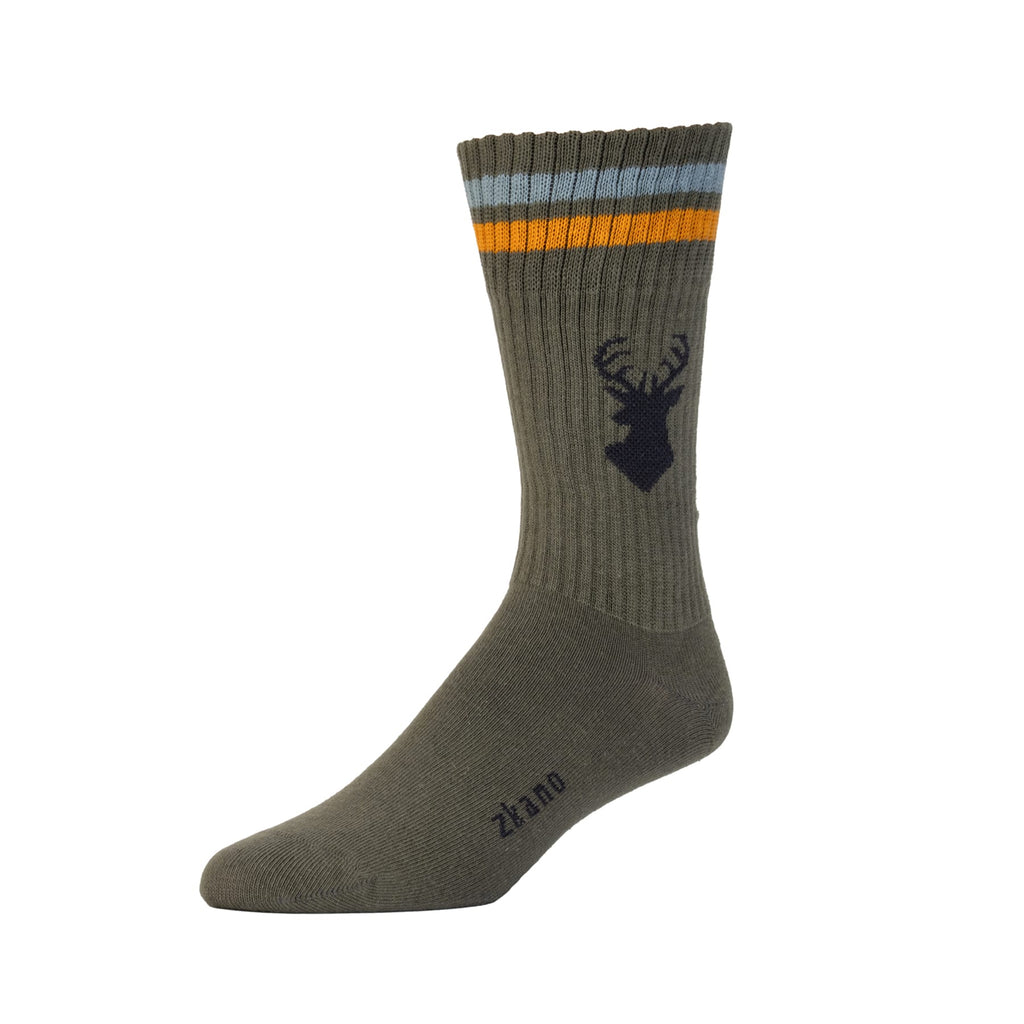 Zkano Crew Large Men's Ribbed Organic Cotton Crew Socks - 8 Point / Spruce organic-socks-made-in-usa