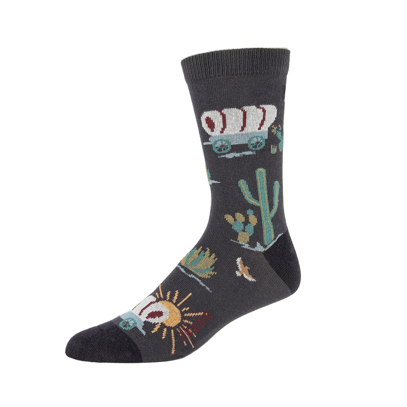 Zkano Crew Large Old West - Organic Cotton Crew Socks - Charcoal organic-socks-made-in-usa