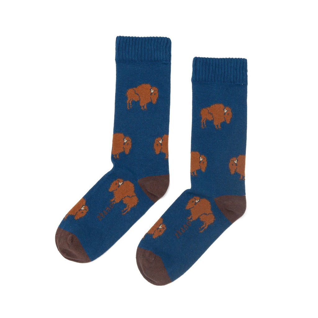Zkano Crew Large On the Range - Organic Cotton Socks Crew - Deep Blue organic-socks-made-in-usa