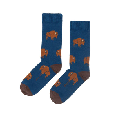 Zkano Crew Large On the Range - Organic Cotton Socks Crew - Deep Blue organic-socks-made-in-usa