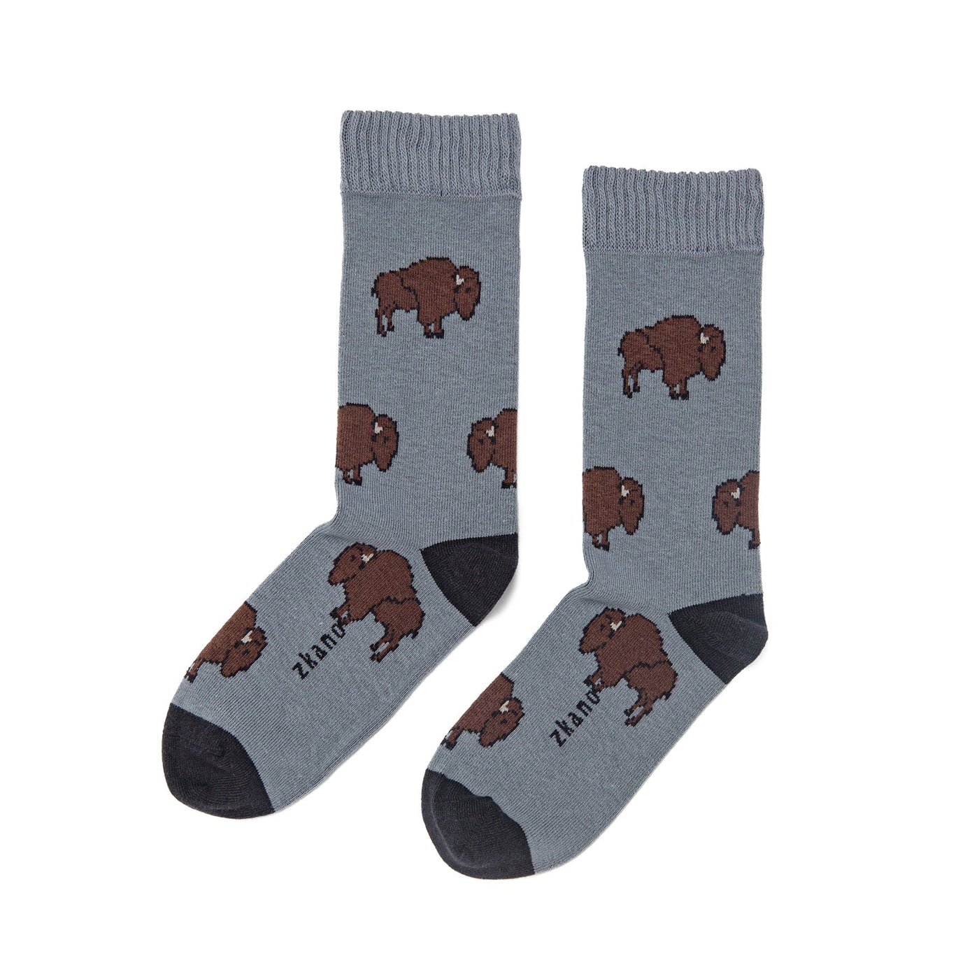 Zkano Crew Large On the Range - Organic Cotton Socks Crew - Graphite organic-socks-made-in-usa