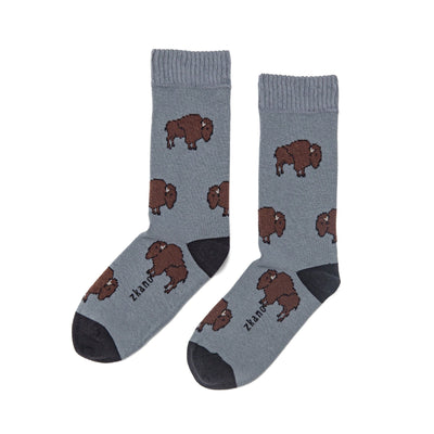 Zkano Crew Large On the Range - Organic Cotton Socks Crew - Graphite organic-socks-made-in-usa