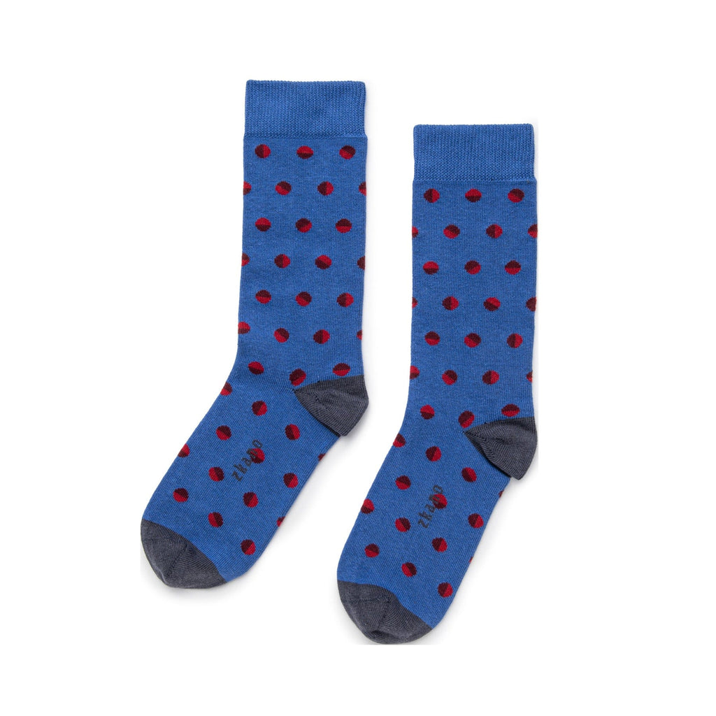 Zkano Crew Large Retro Dots - Organic Cotton Crew Socks - Royal organic-socks-made-in-usa