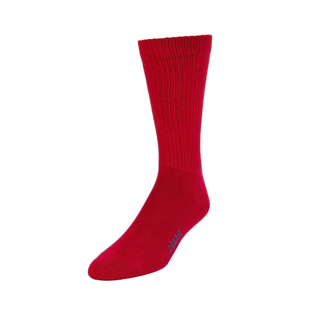 Zkano Crew Large Rib Knit - Organic Cotton Crew Socks - Cardinal organic-socks-made-in-usa