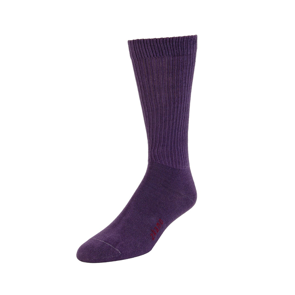 Zkano Crew Large Rib Knit - Organic Cotton Crew Socks - Plum organic-socks-made-in-usa