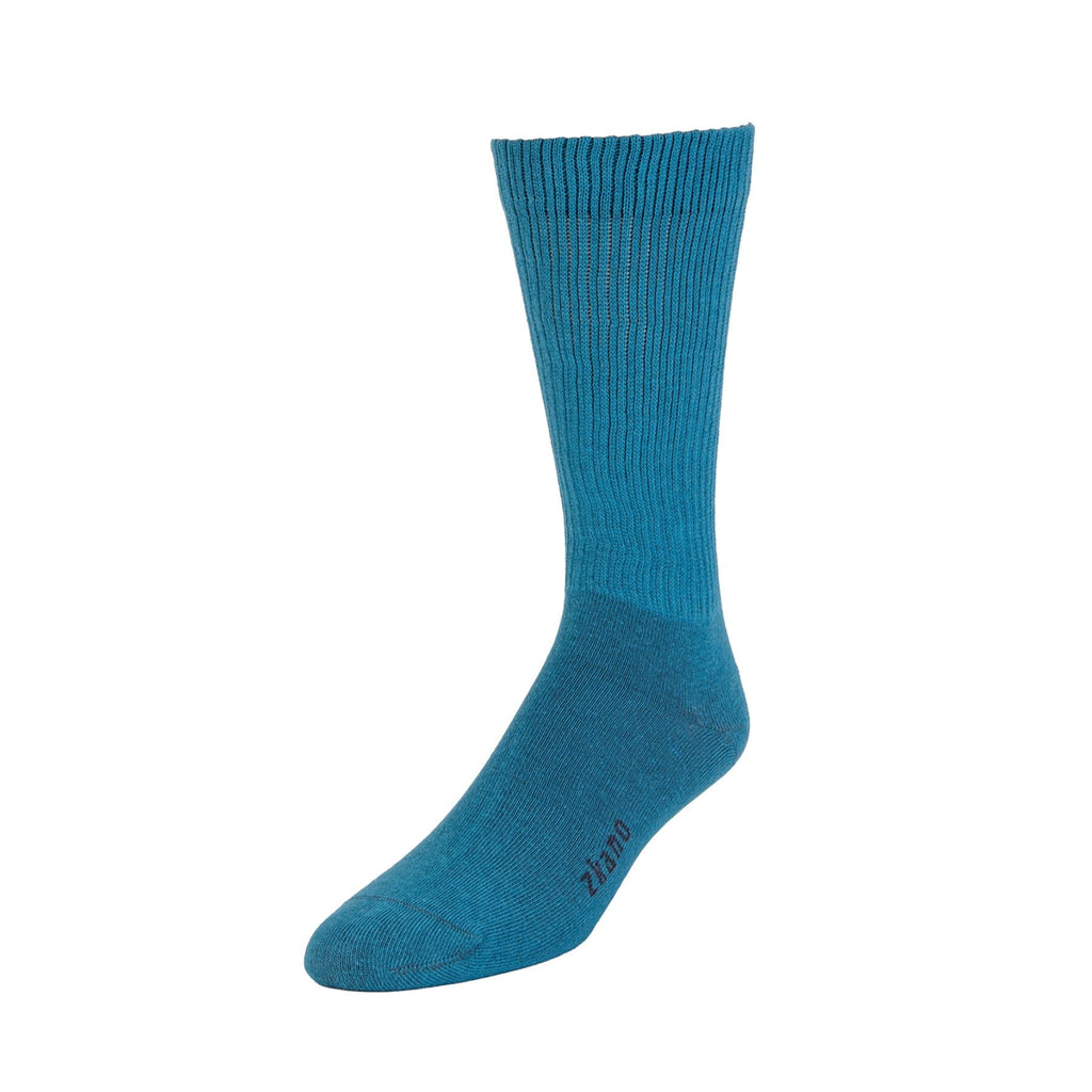 Zkano Crew Large Rib Knit - Organic Cotton Crew Socks - Teal organic-socks-made-in-usa