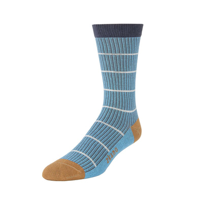 Zkano Crew Large Shadow Stripe - Textured Organic Cotton Crew Socks - Sky organic-socks-made-in-usa
