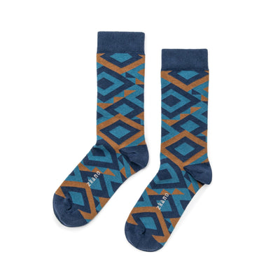 Zkano Crew Large Southwest - Organic Cotton Crew Socks - Teal organic-socks-made-in-usa