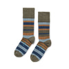 Zkano Crew Large Sweater Stripe - Organic Cotton Crew Socks - Army organic-socks-made-in-usa