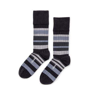 Zkano Crew Large Sweater Stripe - Organic Cotton Crew Socks - Black organic-socks-made-in-usa