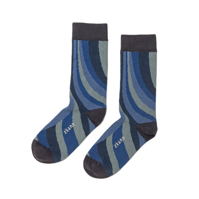 Zkano Crew Large The Groove - Organic Cotton Socks Crew - Indigo organic-socks-made-in-usa