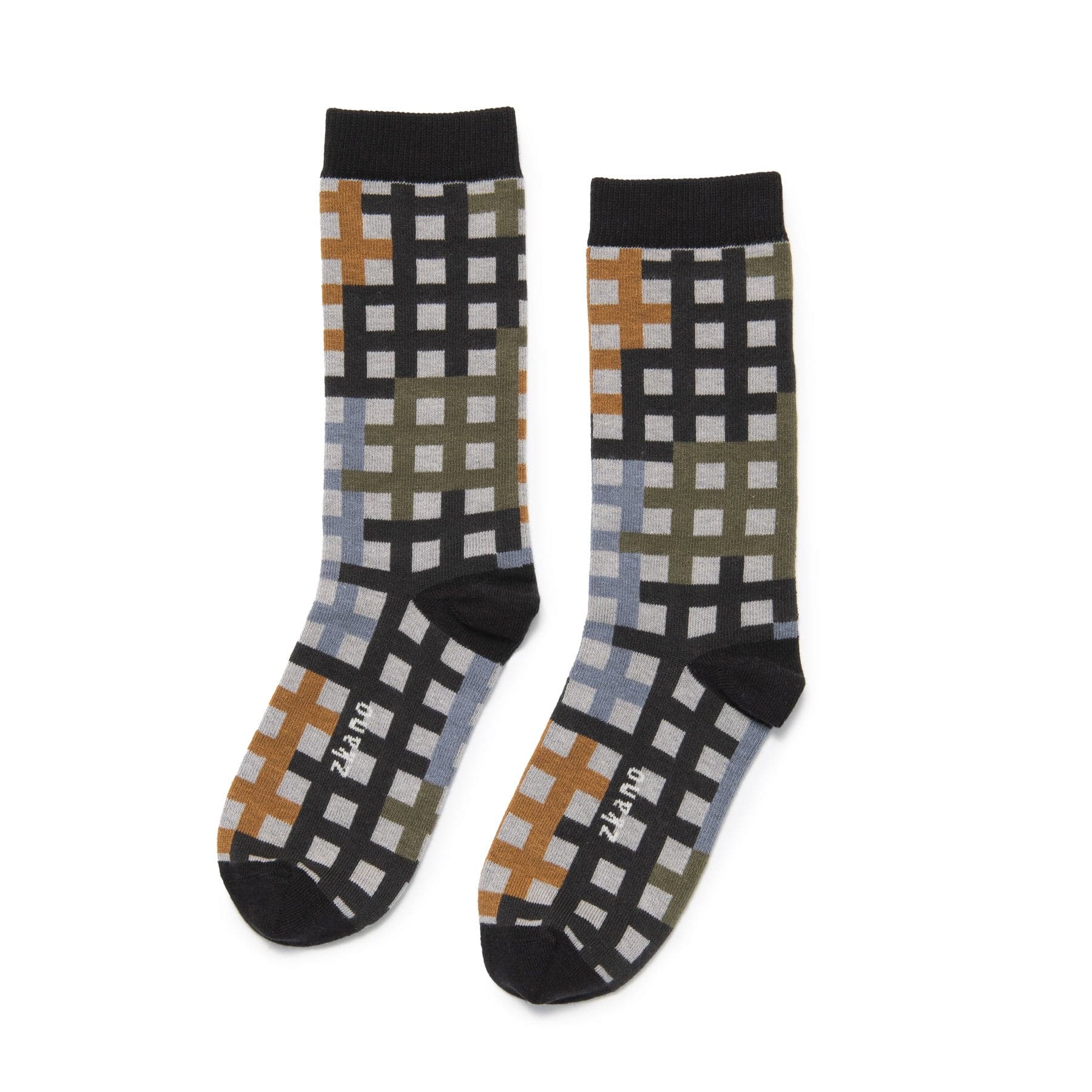 Trellis - Organic Cotton Crew Socks - Black – zkano socks