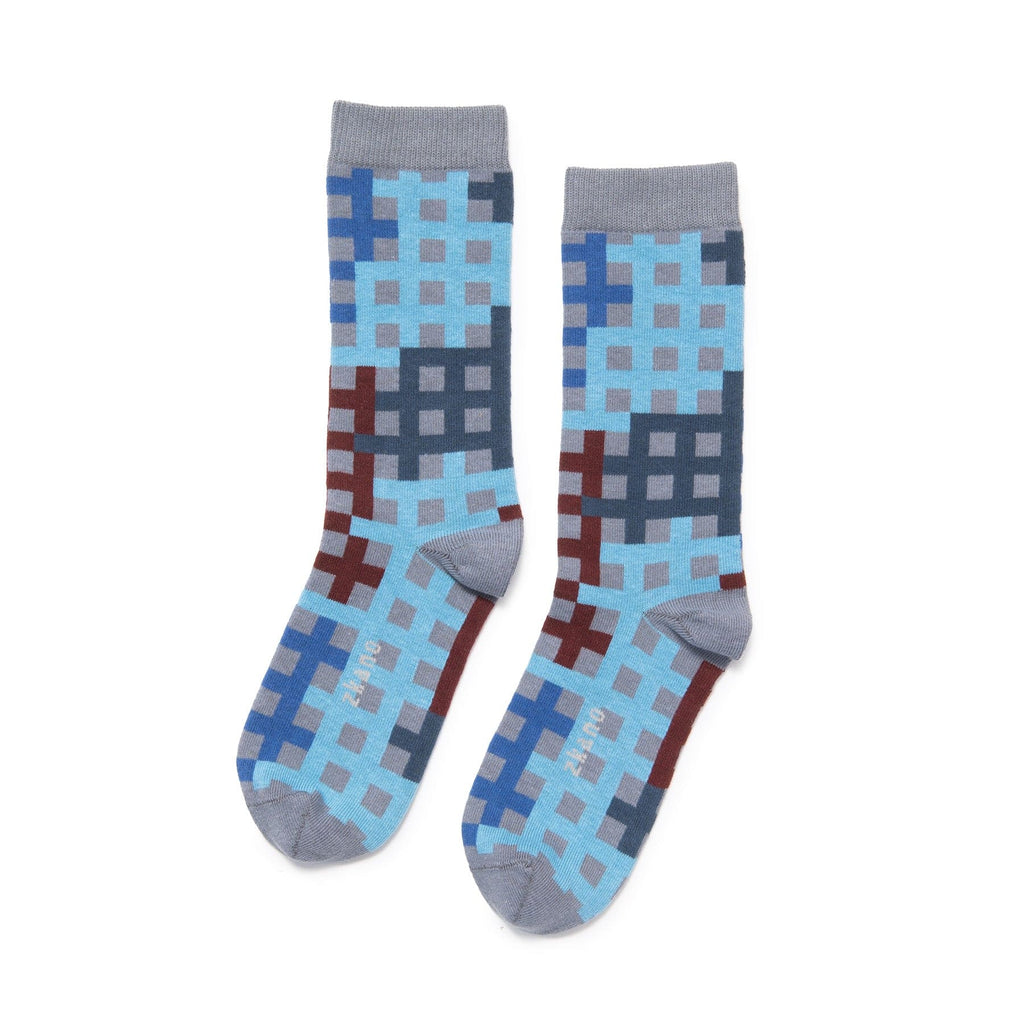 Zkano Crew Large Trellis - Organic Cotton Crew Socks - Steel organic-socks-made-in-usa