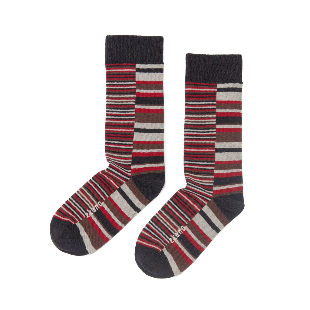 Zkano Crew Large Uneven stripe - Organic Cotton Socks Crew - Black organic-socks-made-in-usa