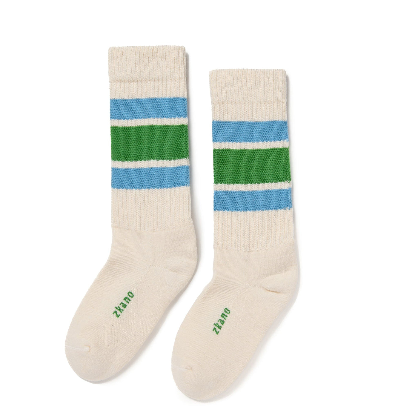 Zkano Crew Medium 1991 Retro Stripe - Organic Cotton Crew Socks - Kelly organic-socks-made-in-usa