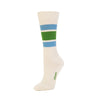 Zkano Crew Medium 1991 Retro Stripe - Organic Cotton Cushion Crew - Kelly organic-socks-made-in-usa