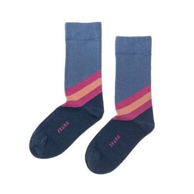 Zkano Crew Medium 80's V-Line - Organic Cotton Socks Crew - Coral organic-socks-made-in-usa