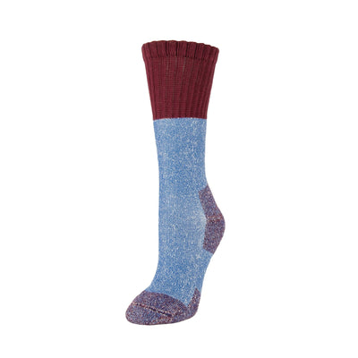 Zkano Crew Medium Alpine - Heavy Duty Cushioned Organic Cotton Boot Socks - Blue Denim organic-socks-made-in-usa