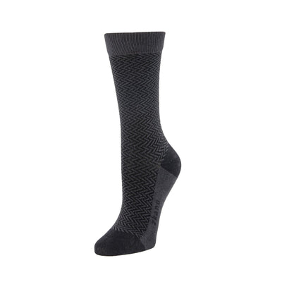 Zkano Crew Medium Basketweave - Textured Organic Cotton Crew Socks - Black organic-socks-made-in-usa