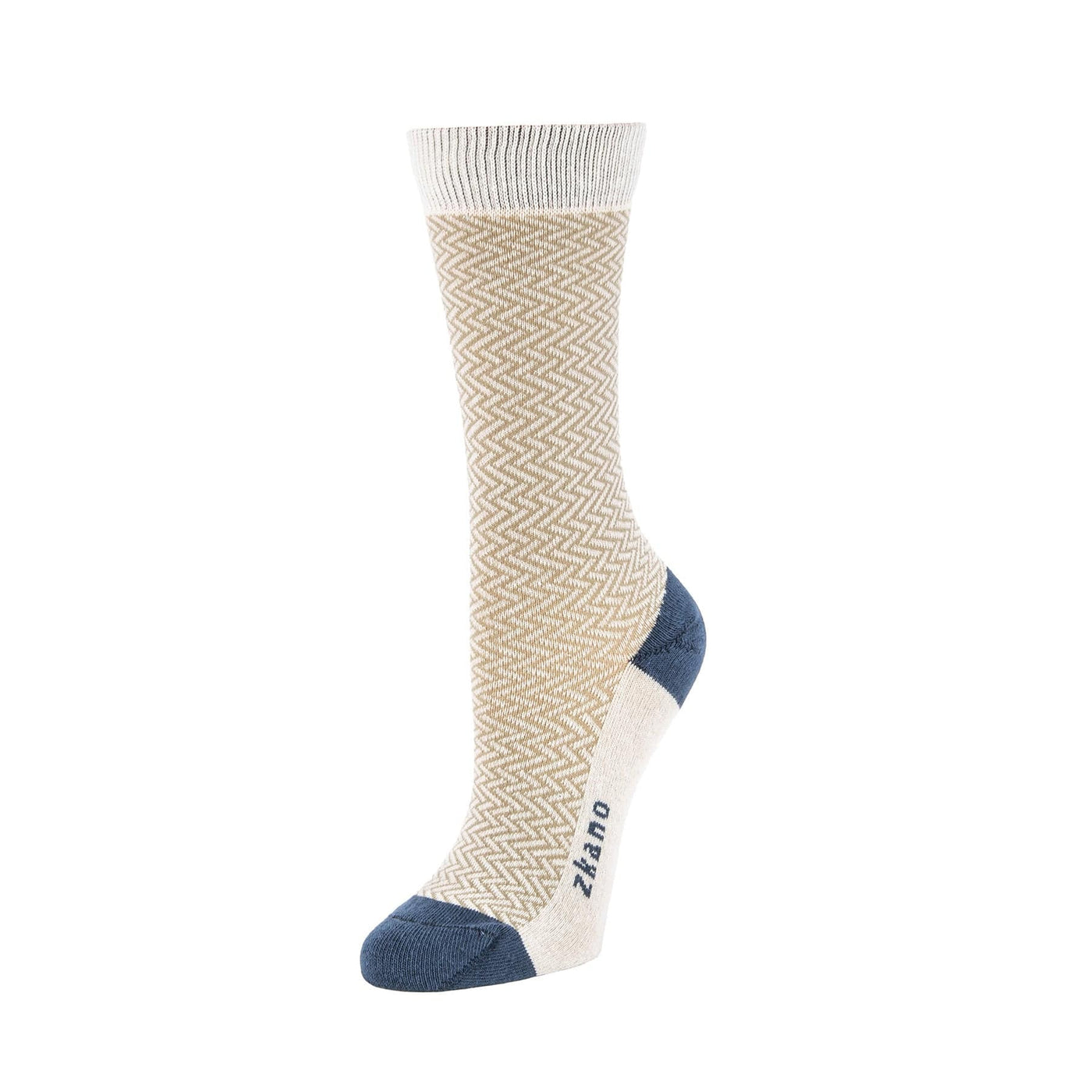 Zkano Crew Medium Basketweave - Textured Organic Cotton Crew Socks - Wheat organic-socks-made-in-usa