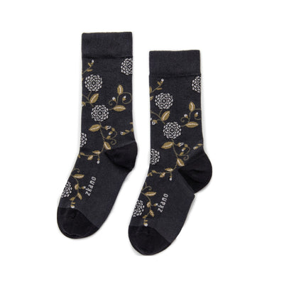 Zkano Crew Medium Camellia - Organic Cotton Crew Socks - Charcoal organic-socks-made-in-usa