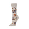 Zkano Crew Medium Cottage Roses - Organic Cotton Socks Crew - Heather organic-socks-made-in-usa
