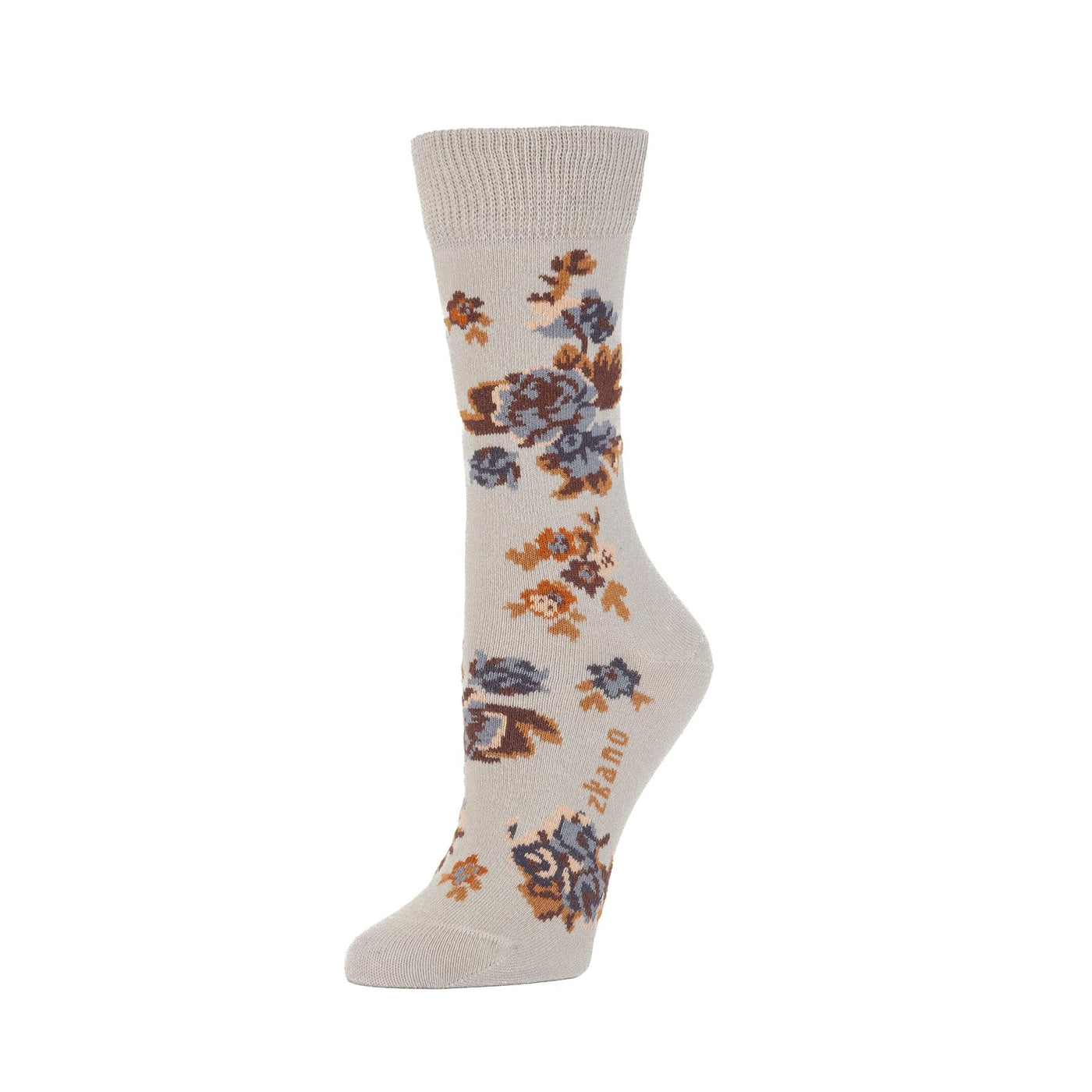 Zkano Crew Medium Cottage Roses - Organic Cotton Socks Crew - Heather organic-socks-made-in-usa