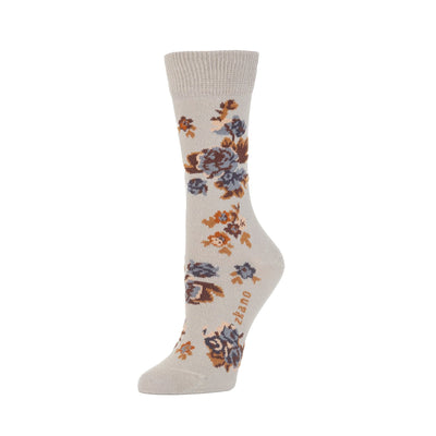 Zkano Crew Medium Cottage Roses - Organic Cotton Socks Crew - Heather organic-socks-made-in-usa