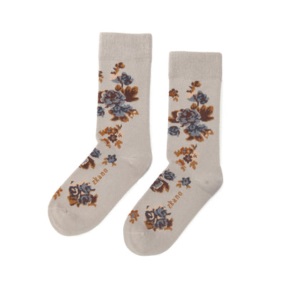 Zkano Crew Medium Cottage Roses - Organic Cotton Socks Crew - Heather organic-socks-made-in-usa