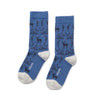 Zkano Crew Medium Deer Toile - Organic Cotton Crew Socks - Cornflower organic-socks-made-in-usa