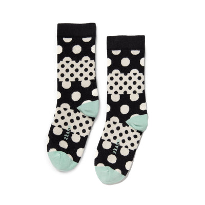 Zkano Crew Medium Dot Stripe - Organic Cotton Crew Socks - Black organic-socks-made-in-usa