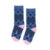 Zkano Crew Medium Dot Stripe - Organic Cotton Crew Socks - Cornflower organic-socks-made-in-usa