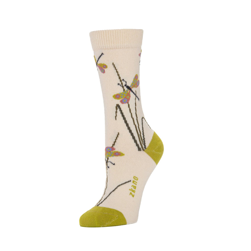 Dragonflies- Organic Cotton Socks Crew - Natural – zkano socks