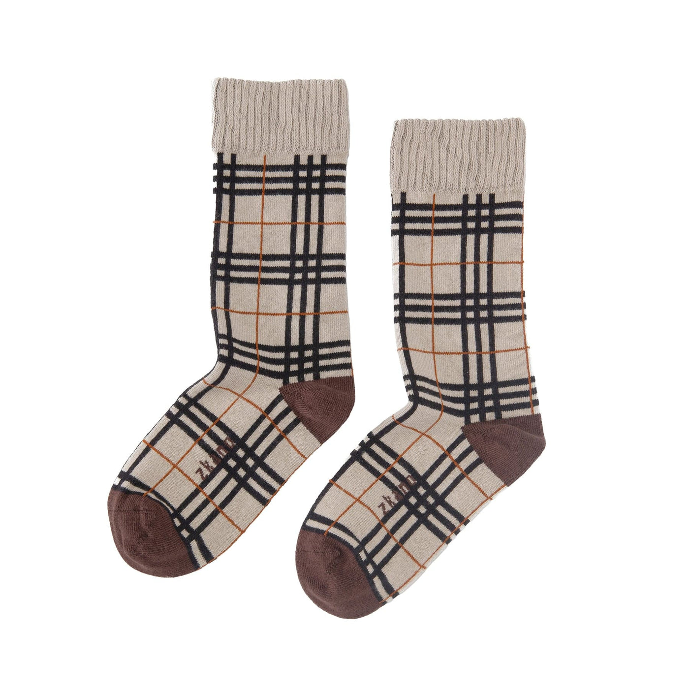 Zkano Crew Medium Evelyn Plaid - Organic Cotton Socks Crew - Birch organic-socks-made-in-usa