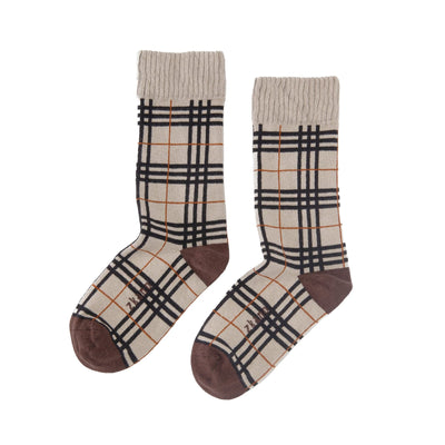 Zkano Crew Medium Evelyn Plaid - Organic Cotton Socks Crew - Birch organic-socks-made-in-usa