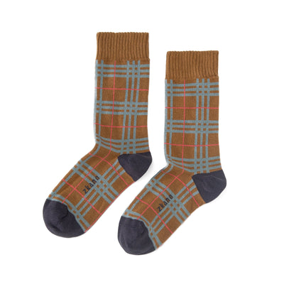 Zkano Crew Medium Evelyn Plaid - Organic Cotton Socks Crew - Chestnut organic-socks-made-in-usa